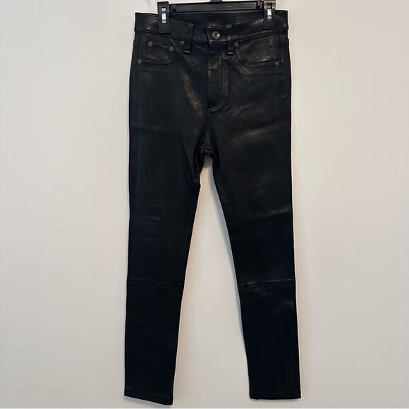 Rag & Bone Simone Lamb Leather Black Jeans 25/26 See Notes - Picture 1 of 5